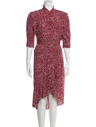 Pre-owned Ba&sh Floral Print Midi Length Dress In Red