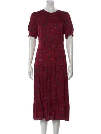 Pre-owned Ba&sh Floral Print Midi Length Dress In Red