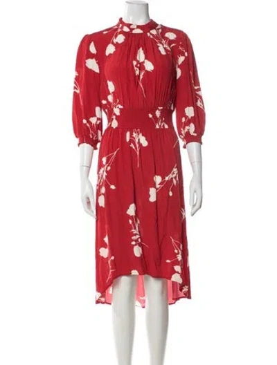 Pre-owned Ba&sh Floral Print Midi Length Dress In Red