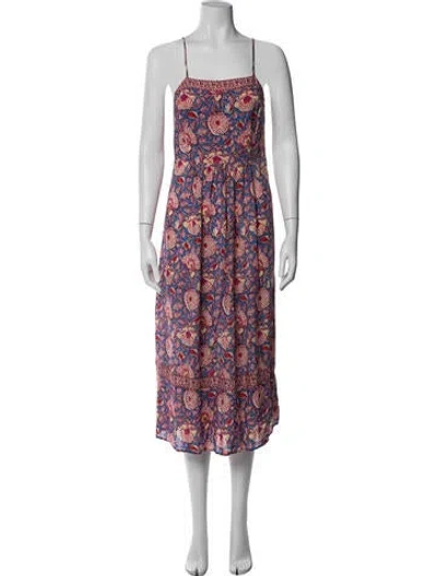 Pre-owned Ba&sh Floral Print Midi Length Dress In Red