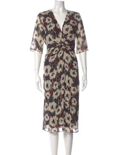 Pre-owned Ba&sh Floral Print Midi Length Dress W/ Tags