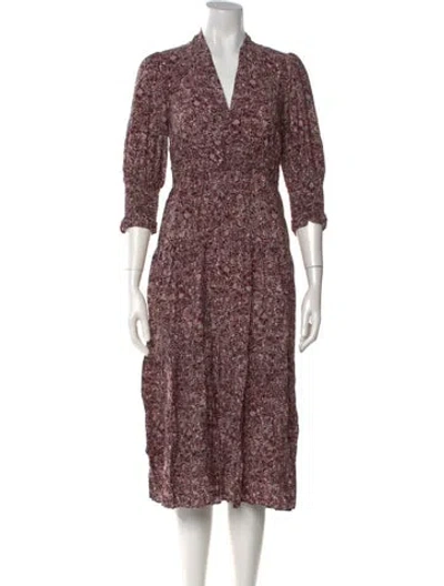 Pre-owned Ba&sh Floral Print Midi Length Dress W/ Tags In Black