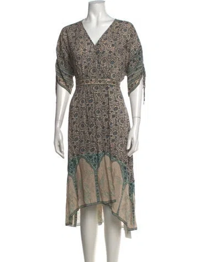 Pre-owned Ba&sh Floral Print Midi Length Dress W/ Tags In Neutrals