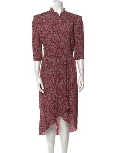 Pre-owned Ba&sh Floral Print Midi Length Dress W/ Tags In Red