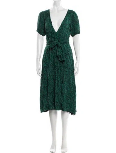 Pre-owned Ba&sh Floral Print Midi Length Dress In White