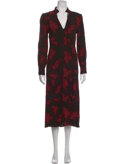 Pre-owned Ba&sh Floral Print Midi Length Dress In White