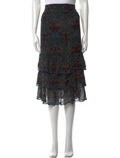 Pre-owned Ba&sh Floral Print Midi Length Skirt In Black