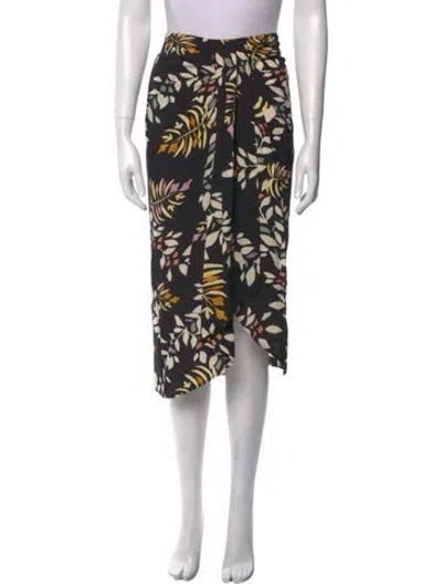 Pre-owned Ba&sh Floral Print Midi Length Skirt In Black