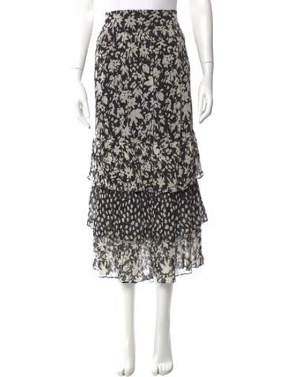 Pre-owned Ba&sh Floral Print Midi Length Skirt In Black