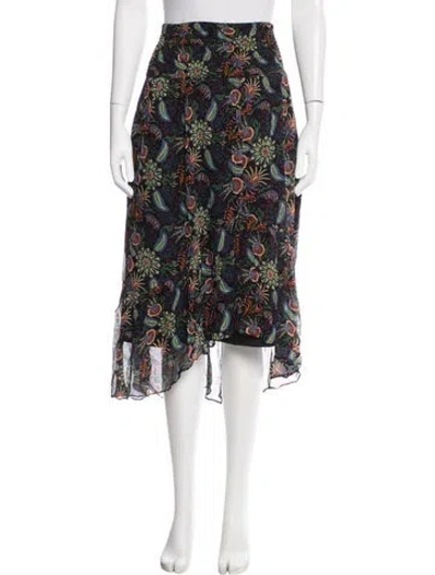 Pre-owned Ba&sh Floral Print Midi Length Skirt In Black