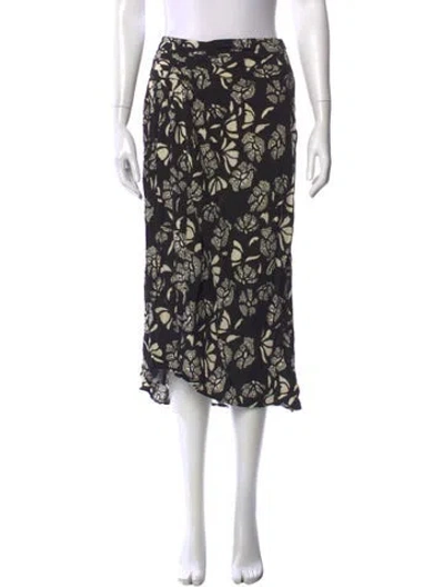 Pre-owned Ba&sh Floral Print Midi Length Skirt In Black