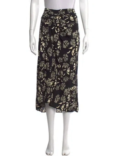 Pre-owned Ba&sh Floral Print Midi Length Skirt In Black