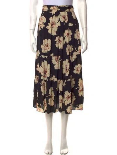 Pre-owned Ba&sh Floral Print Midi Length Skirt In Black