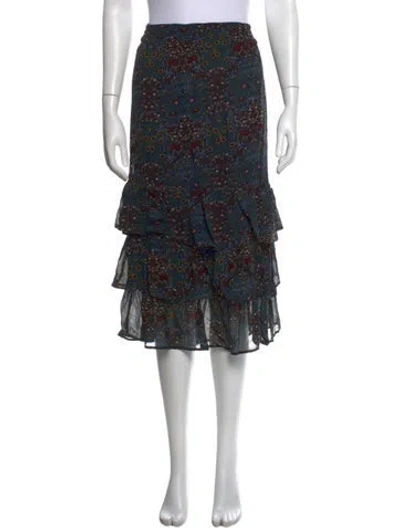 Pre-owned Ba&sh Floral Print Midi Length Skirt In Black