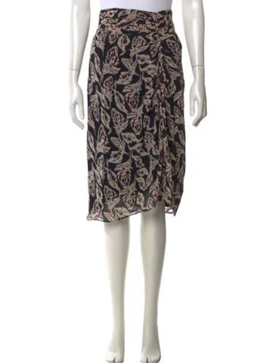 Pre-owned Ba&sh Floral Print Midi Length Skirt In Black