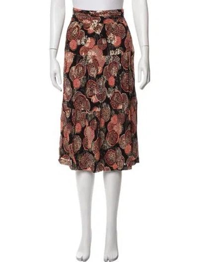 Pre-owned Ba&sh Floral Print Midi Length Skirt In Black/metallic