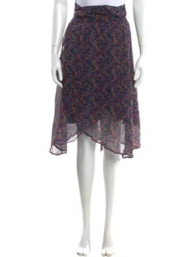 Pre-owned Ba&sh Floral Print Midi Length Skirt In Blue