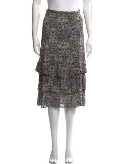 Pre-owned Ba&sh Floral Print Midi Length Skirt In Blue