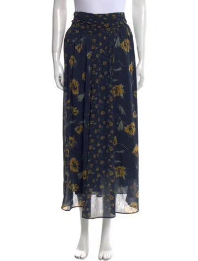 Pre-owned Ba&sh Floral Print Midi Length Skirt In Blue