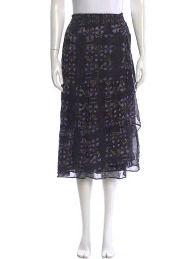 Pre-owned Ba&sh Floral Print Midi Length Skirt In Blue