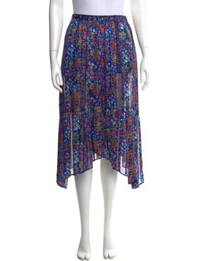 Pre-owned Ba&sh Floral Print Midi Length Skirt In Blue