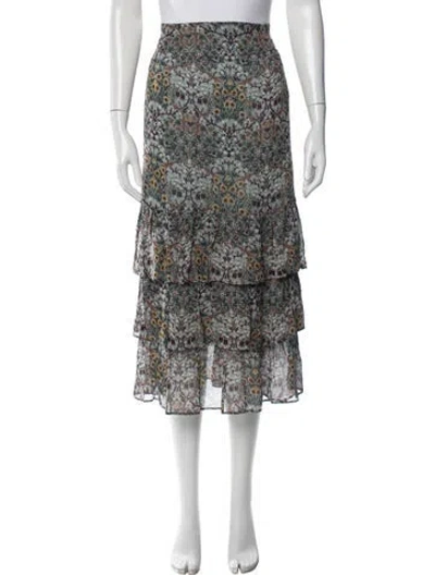 Pre-owned Ba&sh Floral Print Midi Length Skirt In Blue