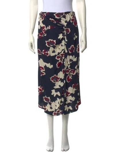 Pre-owned Ba&sh Floral Print Midi Length Skirt In Blue