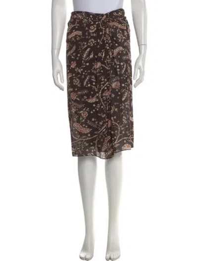 Pre-owned Ba&sh Floral Print Midi Length Skirt In Brown