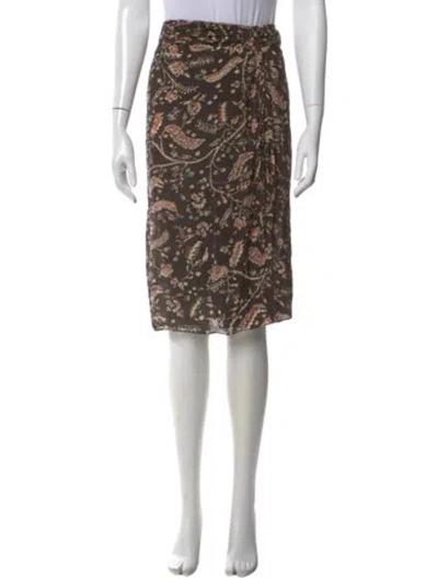 Pre-owned Ba&sh Floral Print Midi Length Skirt In Brown