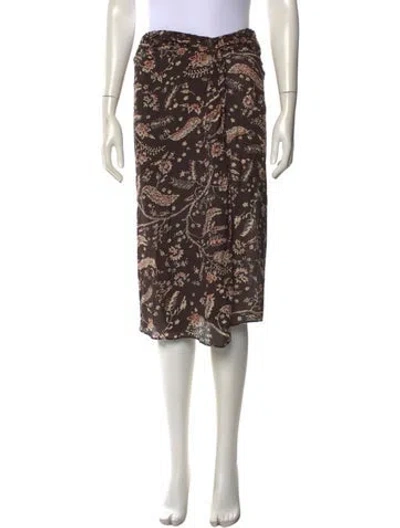 Pre-owned Ba&sh Floral Print Midi Length Skirt In Brown