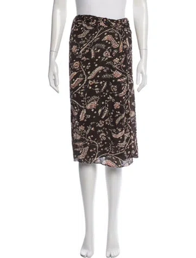 Pre-owned Ba&sh Floral Print Midi Length Skirt In Brown