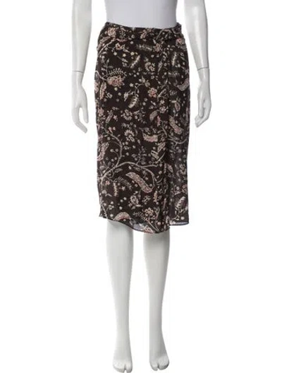 Pre-owned Ba&sh Floral Print Midi Length Skirt In Brown