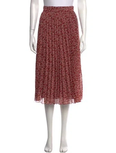 Pre-owned Ba&sh Floral Print Midi Length Skirt In Burgundy