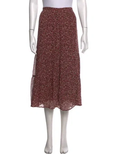 Pre-owned Ba&sh Floral Print Midi Length Skirt In Burgundy