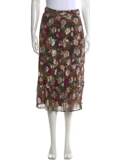 Pre-owned Ba&sh Floral Print Midi Length Skirt In Gold
