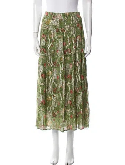 Pre-owned Ba&sh Floral Print Midi Length Skirt In Green