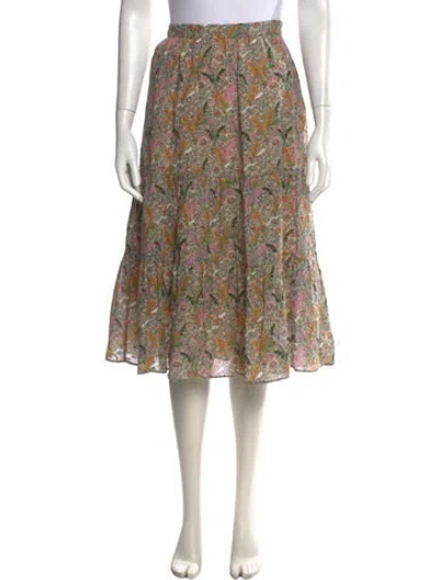 Pre-owned Ba&sh Floral Print Midi Length Skirt In Green
