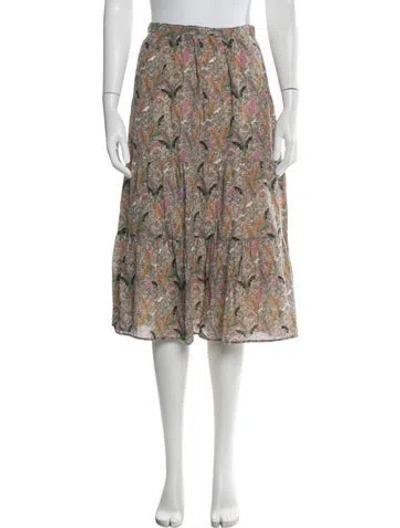 Pre-owned Ba&sh Floral Print Midi Length Skirt In Green
