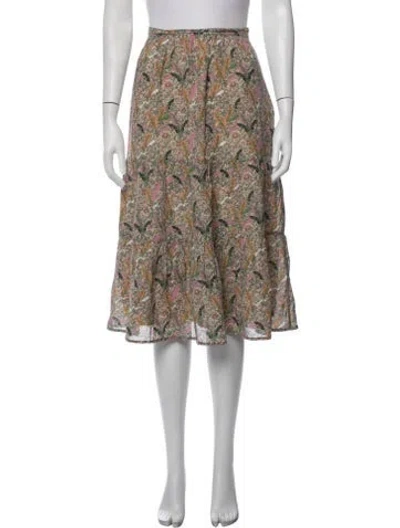Pre-owned Ba&sh Floral Print Midi Length Skirt In Green