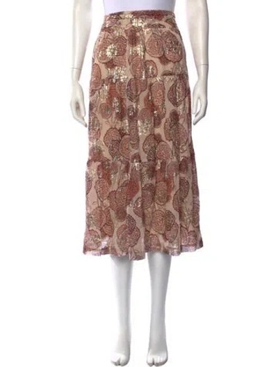 Pre-owned Ba&sh Floral Print Midi Length Skirt In Metallic/neutrals
