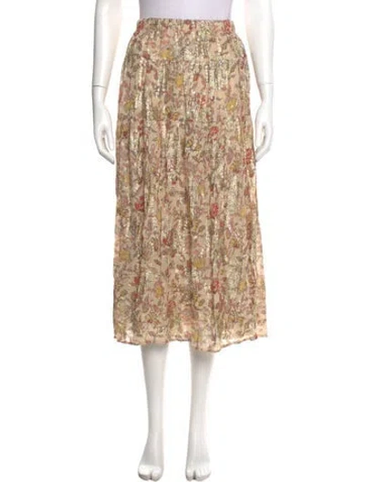 Pre-owned Ba&sh Floral Print Midi Length Skirt In Neutral