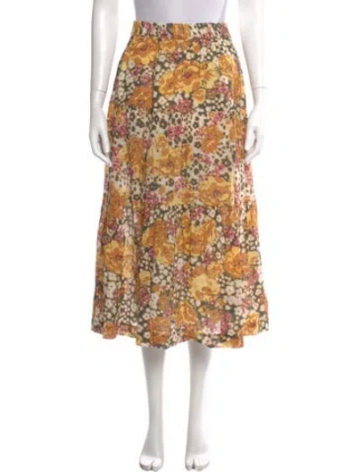 Pre-owned Ba&sh Floral Print Midi Length Skirt In Neutral