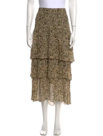 Pre-owned Ba&sh Floral Print Midi Length Skirt In Neutrals