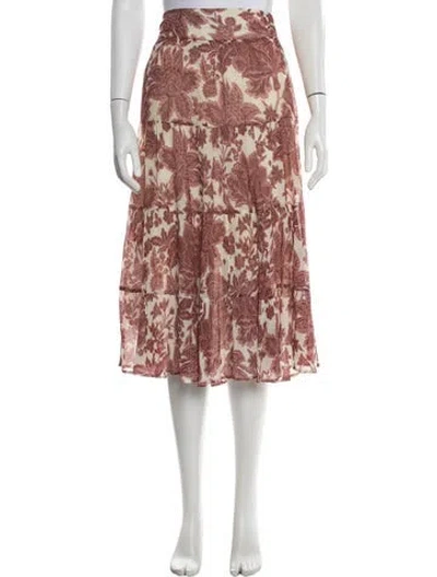 Pre-owned Ba&sh Floral Print Midi Length Skirt In Neutrals/red