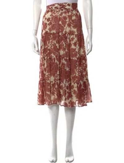Pre-owned Ba&sh Floral Print Midi Length Skirt In Neutrals/red