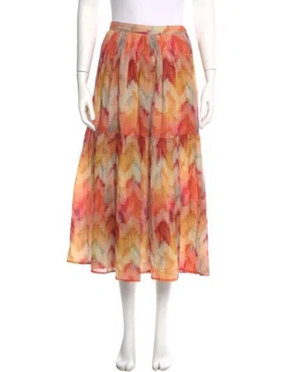 Pre-owned Ba&sh Floral Print Midi Length Skirt In Orange