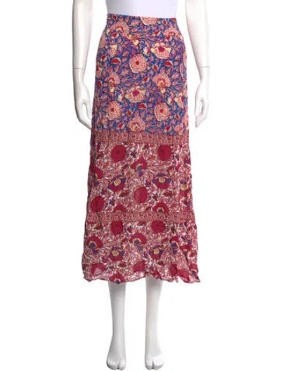 Pre-owned Ba&sh Floral Print Midi Length Skirt In Pink