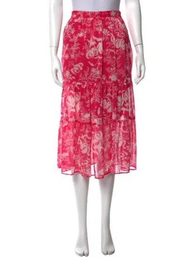 Pre-owned Ba&sh Floral Print Midi Length Skirt In Pink