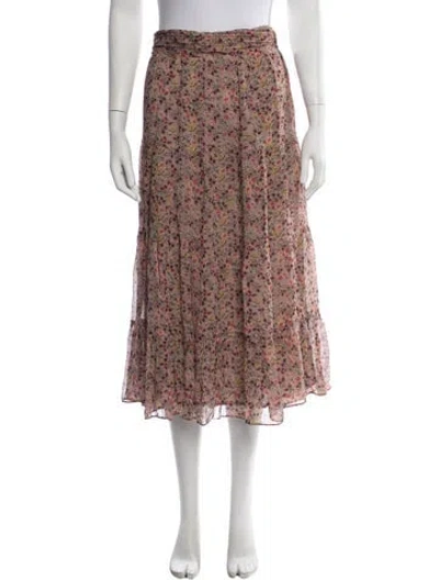Pre-owned Ba&sh Floral Print Midi Length Skirt In Pink