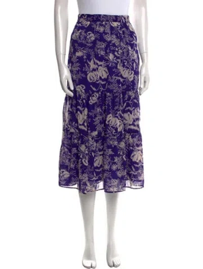 Pre-owned Ba&sh Floral Print Midi Length Skirt In Purple